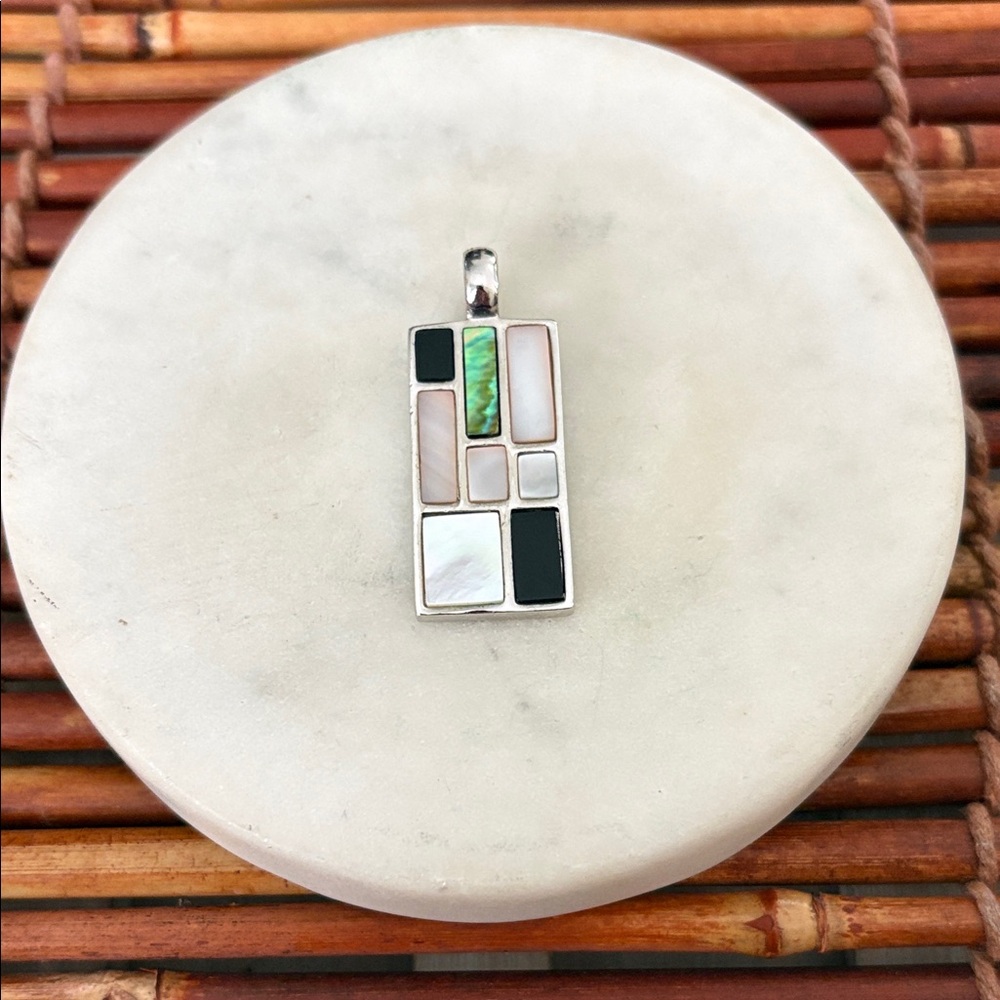 Lia Sophia Abalone and Mother of Pearl Geometric Pendant